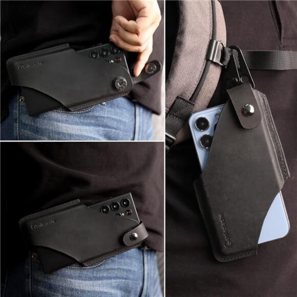 Leather Cell Phone holster with Belt Clip,Leather Phone pouch for iPhone Samsung - Picture 2 of 7